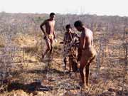 Bušmeni (nazývaní táž Sanové). Původní obyvatelé celé jižní Afriky. Nyní žijí převážně v pouštních oblastech.