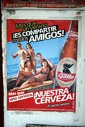 Msto Flores v jezee Petn Itz, reklama na pivo.