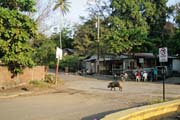 ulice ve mst Moyogalpa, ostrov Omotepe.